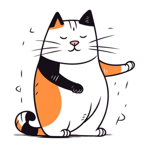 Cute cat in a raincoat. Vector illustration on white background.