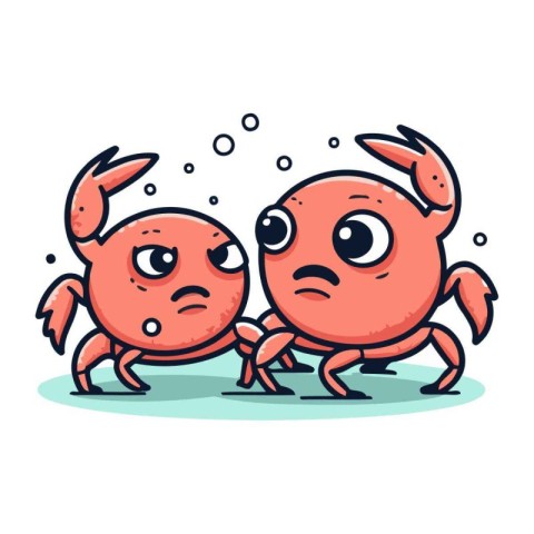 Crab cartoon character. Vector illustration in doodle style.