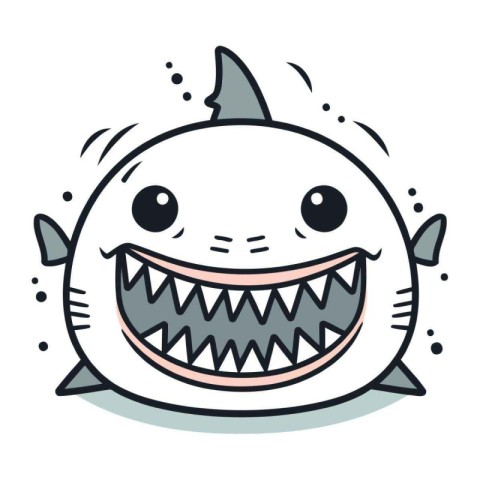 Cute cartoon shark. Vector illustration. Isolated on white backg