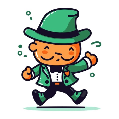 Leprechaun Running Vector. Cute Cartoon Style Character