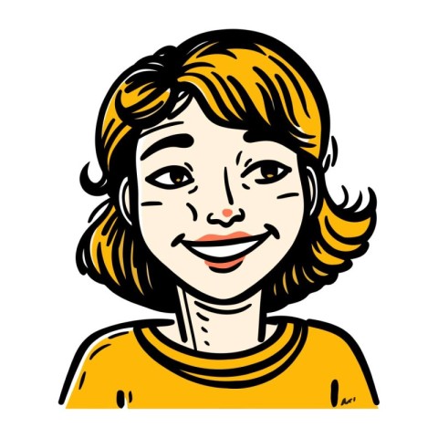 Portrait of a smiling woman. Vector illustration in cartoon styl