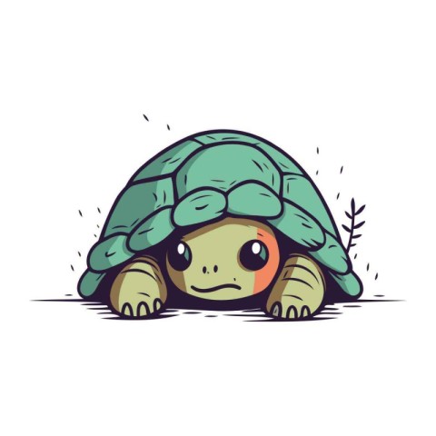 Cute cartoon turtle. Vector illustration isolated on a white bac