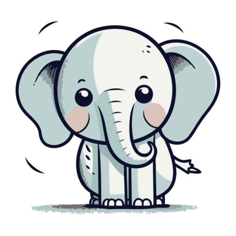 Cute cartoon elephant. Vector illustration isolated on a white b