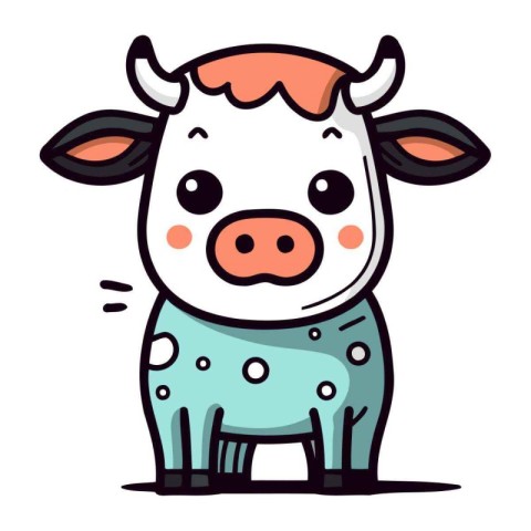 Cute cartoon cow. Vector illustration isolated on a white backgr