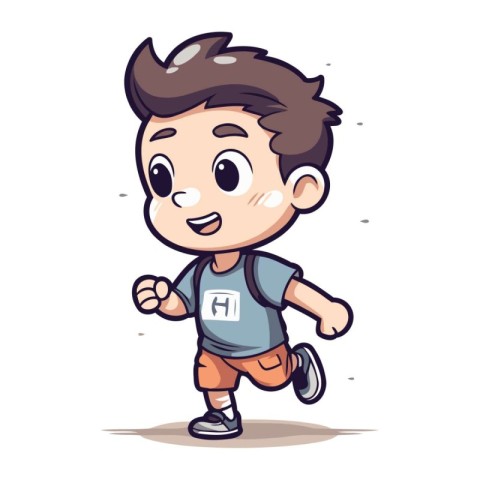 Running Boy   Colorful Cartoon Vector Illustration