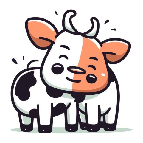 Cute cartoon cow. Vector illustration. Isolated on white backgro