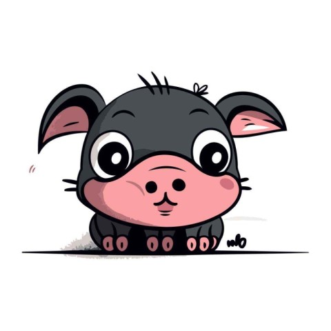 Cute cartoon pig. Vector illustration on white background. Funny