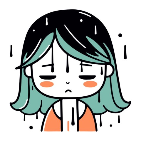 Illustration of a girl with a sad expression on her face.