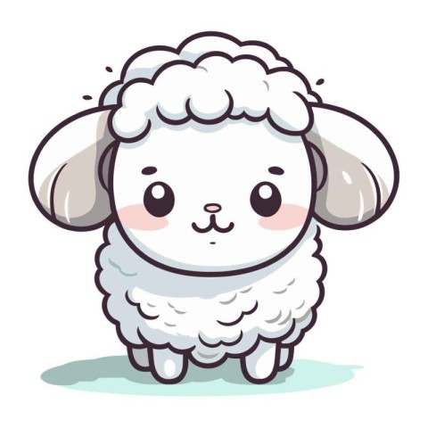 Cute cartoon sheep. Vector illustration isolated on a white back