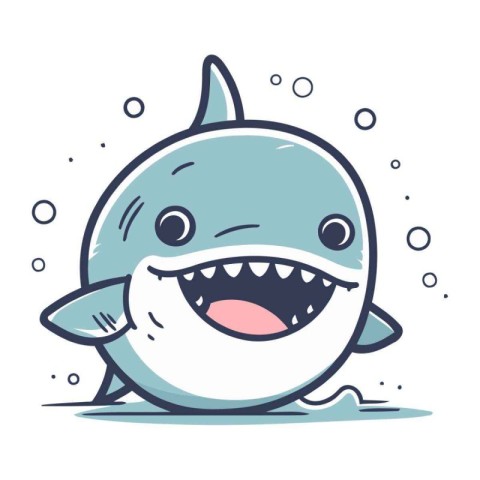 Cute cartoon shark. Vector illustration of a funny cartoon shark