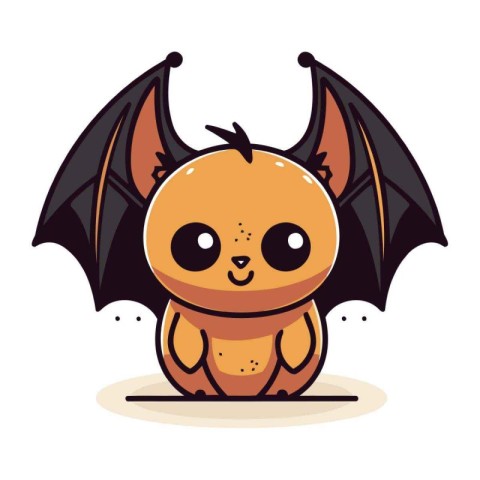 Cute cartoon bat. Vector illustration isolated on a white backgr