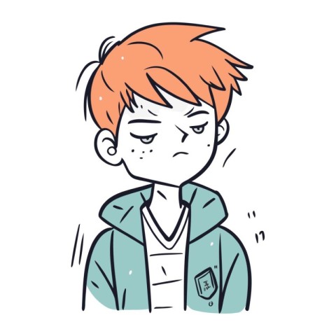 Illustration of a boy with a sad expression on his face.