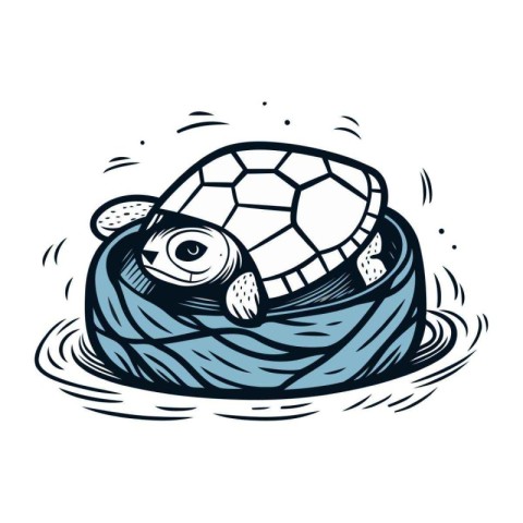 Turtle in the nest. Vector illustration of a cartoon turtle.