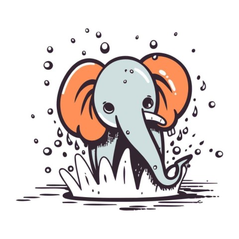 Vector illustration of cute cartoon elephant. Cute animal. Hand