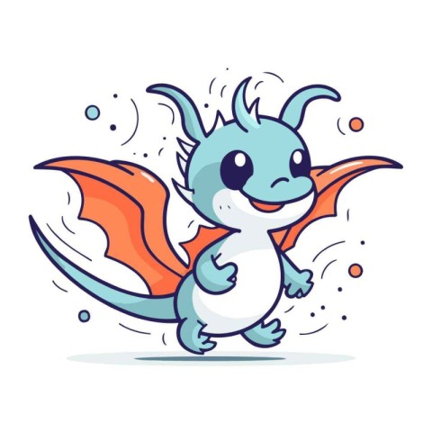 Cute cartoon dragon. Vector illustration. Isolated on white back