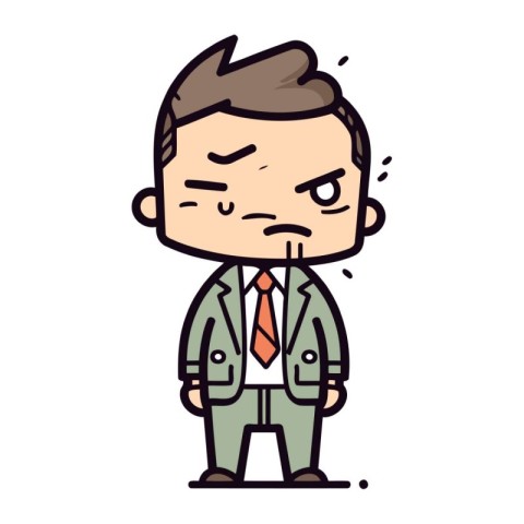 Angry Businessman Wearing Suit   Retro Cartoon Vector Illustrati