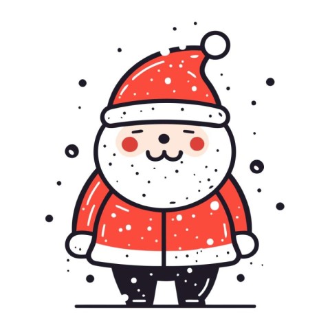 Cute cartoon Santa Claus. Vector illustration in line art style.