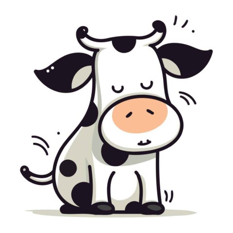 Cute cartoon cow. Vector illustration on white background. Isola