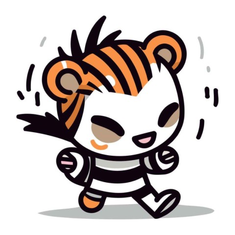 Cute tiger cartoon character vector illustration. Cute cartoon t