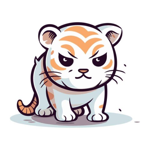 Cute cartoon tiger. Vector illustration isolated on a white back