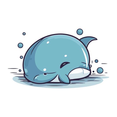 Cute cartoon narwhal isolated on white background. Vector illust