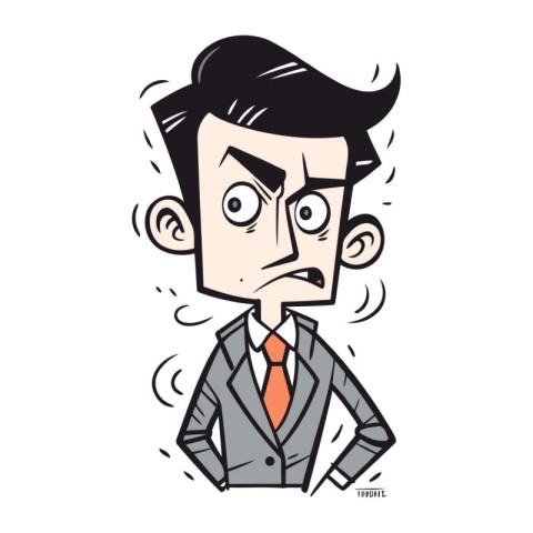 Angry Businessman. Vector illustration of a man in a suit.