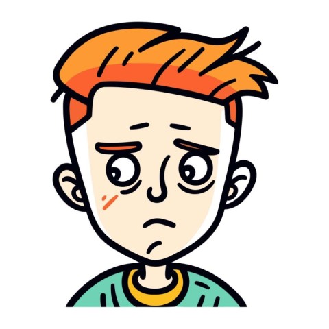 Cartoon man with a sad face. Vector illustration in a flat style