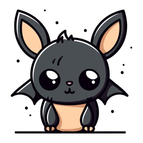 Cute little bat. Cute cartoon character. Vector illustration.