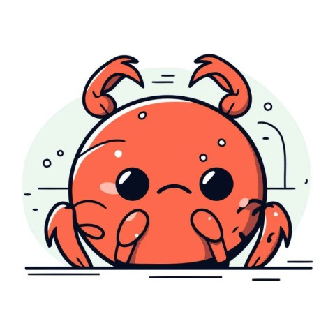 Crab character vector illustration. Cute cartoon crab for your d