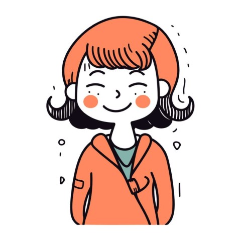 Vector illustration of a cute red haired girl in a coat.