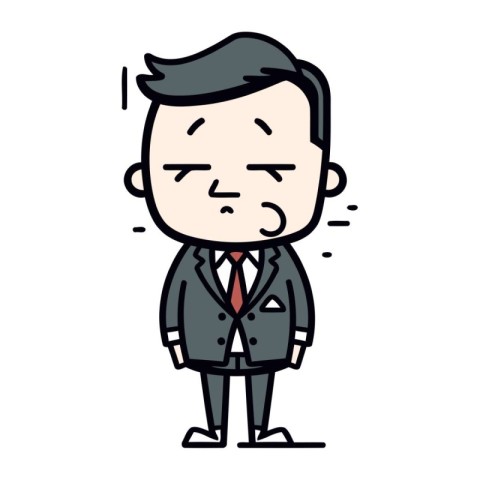 Cartoon illustration of a man in business suit feeling sad and d