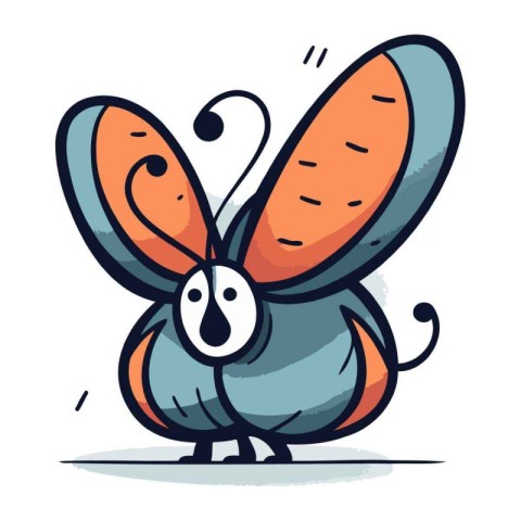 Butterfly vector illustration. Cute cartoon character. Isolated