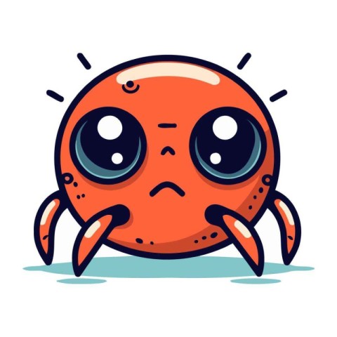 Cute kawaii crab. Funny cartoon character. Vector illustration.