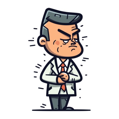 Angry Businessman   Cartoon Vector Illustration of a Businessman