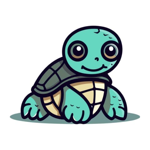 Cute cartoon turtle isolated on a white background. Vector illus