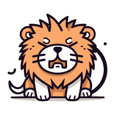 Cute Lion Cartoon Mascot Character Vector Illustration on White