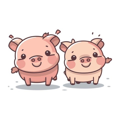 Cute pig cartoon character vector illustration. Cute pig charact