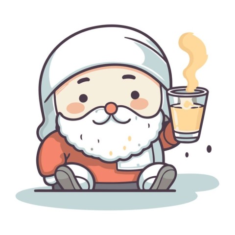 Santa Claus holding a glass of beer. Vector cartoon character il