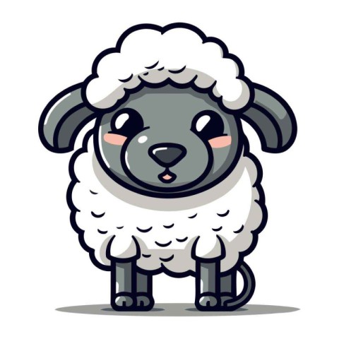 Sheep cute cartoon animal character vector illustration. Cute sh