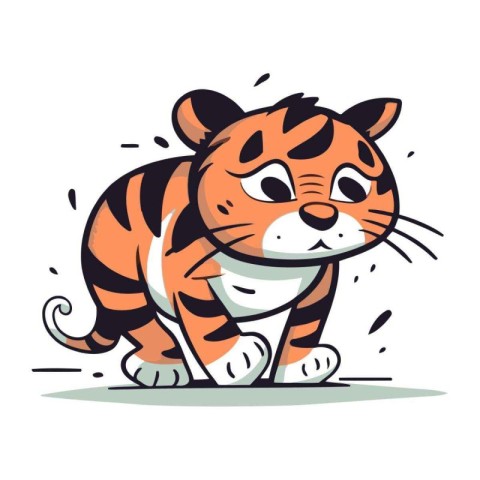 Cute cartoon tiger. Vector illustration. Isolated on white backg