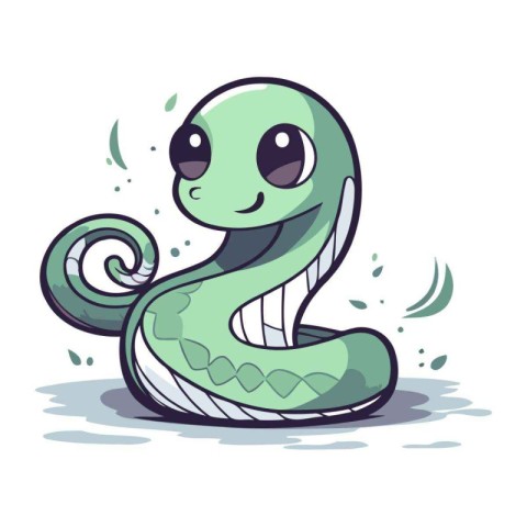 Cute cartoon snake. Vector illustration. Isolated on white backg