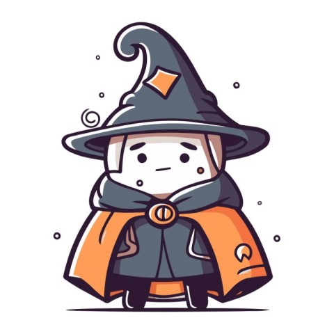 Witch illustration. Cute cartoon character. Halloween vector ill