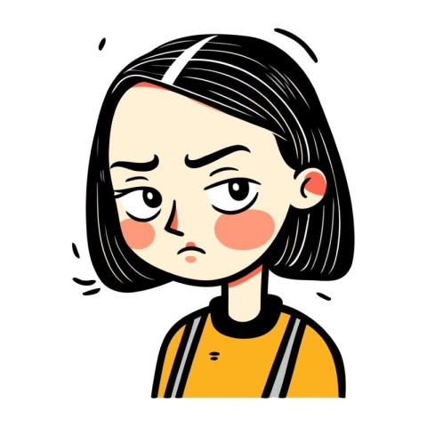 Portrait of a sad girl. Vector illustration in cartoon style.