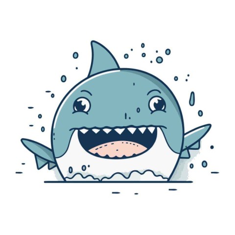 Cute shark. Vector illustration in cartoon style. Isolated on wh