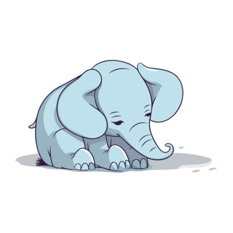 Cute cartoon elephant isolated on a white background. Vector ill