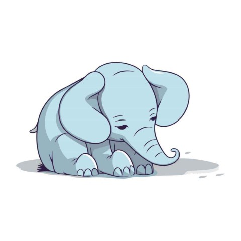 Cute cartoon elephant isolated on a white background. Vector ill