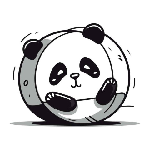 Cute panda bear cartoon vector illustration isolated on white ba