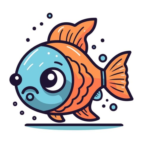 Cute cartoon fish. Vector illustration. Isolated on white backgr