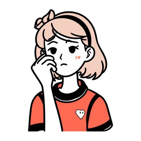 Illustration of a young woman suffering from toothache. Vector i