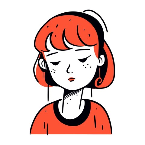 Illustration of a girl with a sad expression on her face.